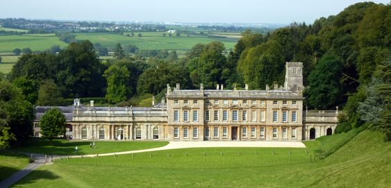 Milbury Hall, showing the orangery to the left and the church behind